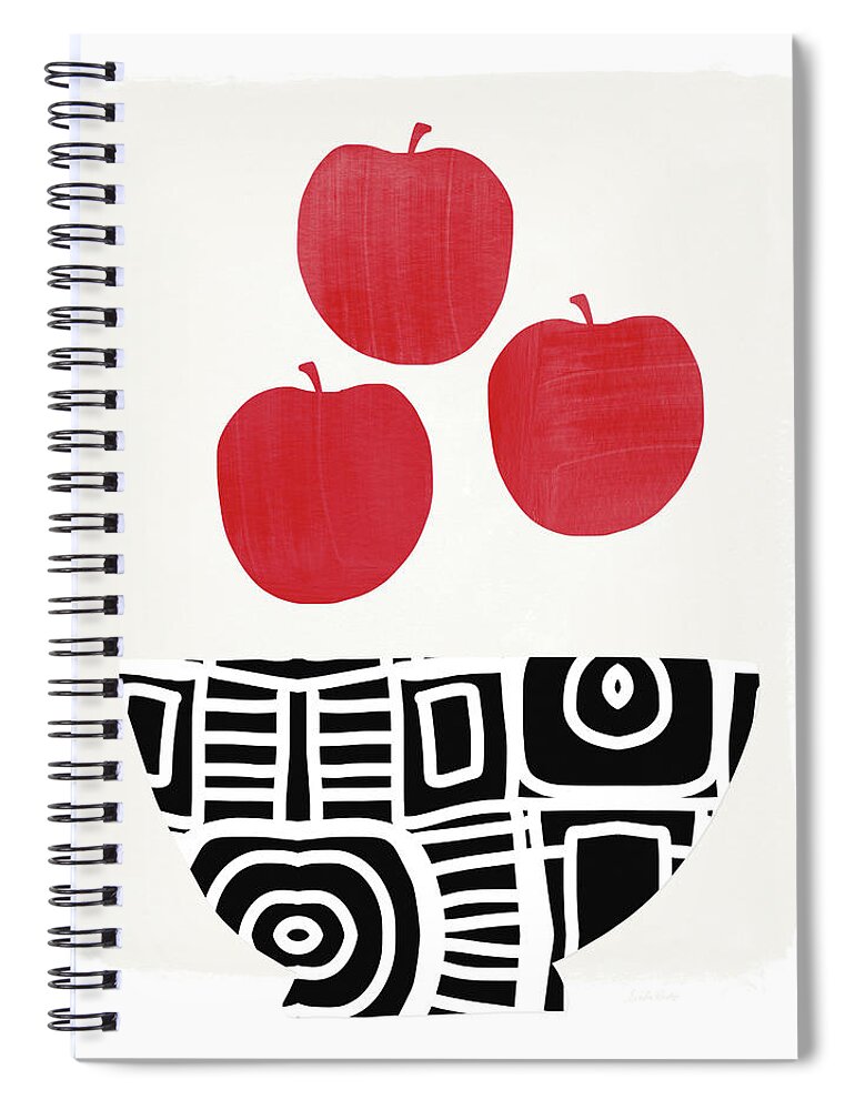 Apples Spiral Notebook featuring the painting Bowl of Red Apples- Art by Linda Woods by Linda Woods