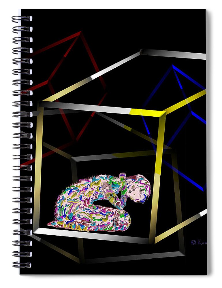Abstract Spiral Notebook featuring the digital art Boxed In Digital Abstract by Kae Cheatham