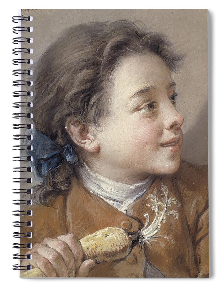 Boucher Spiral Notebook featuring the pastel Boy with a Carrot, 1738 by Francois Boucher