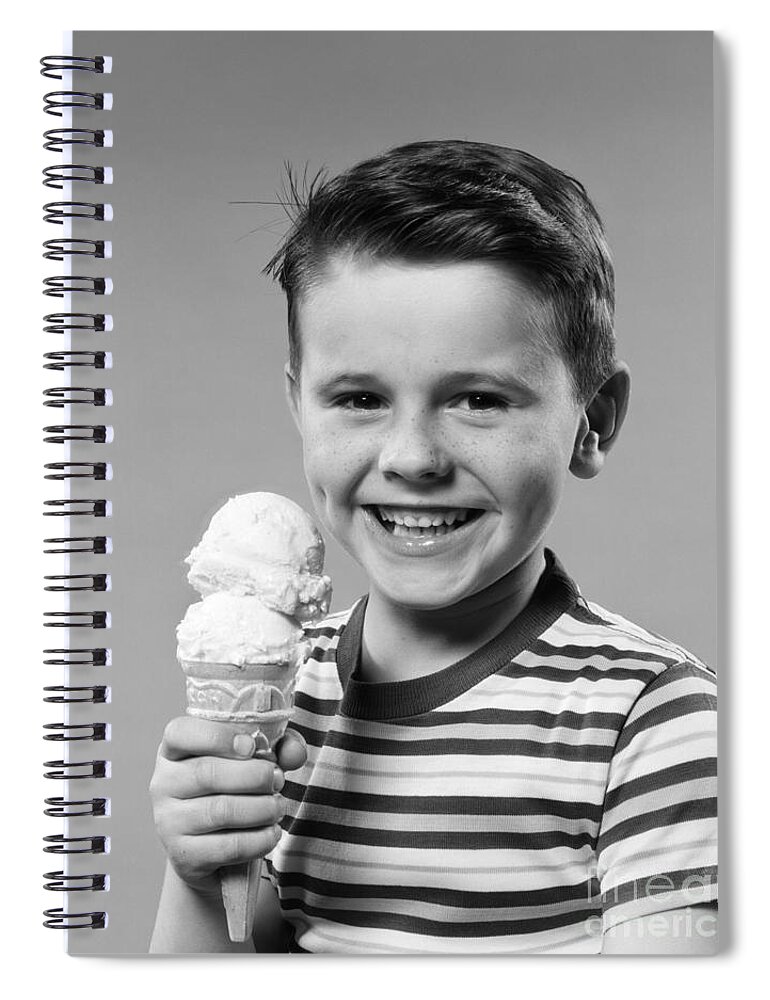 1950s Spiral Notebook featuring the photograph Boy With Ice Cream Cone, C.1950s by H. Armstrong Roberts/ClassicStock