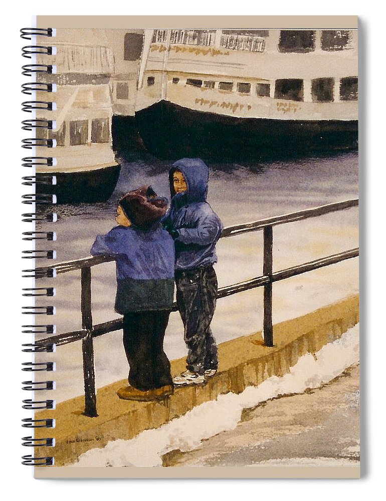 Boys Spiral Notebook featuring the painting Boys n Boats by Lynn Babineau