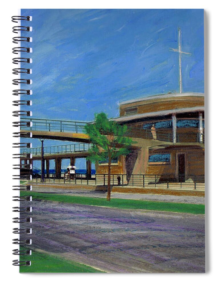 Miexed Media Spiral Notebook featuring the mixed media Bradford Beach House by Anita Burgermeister
