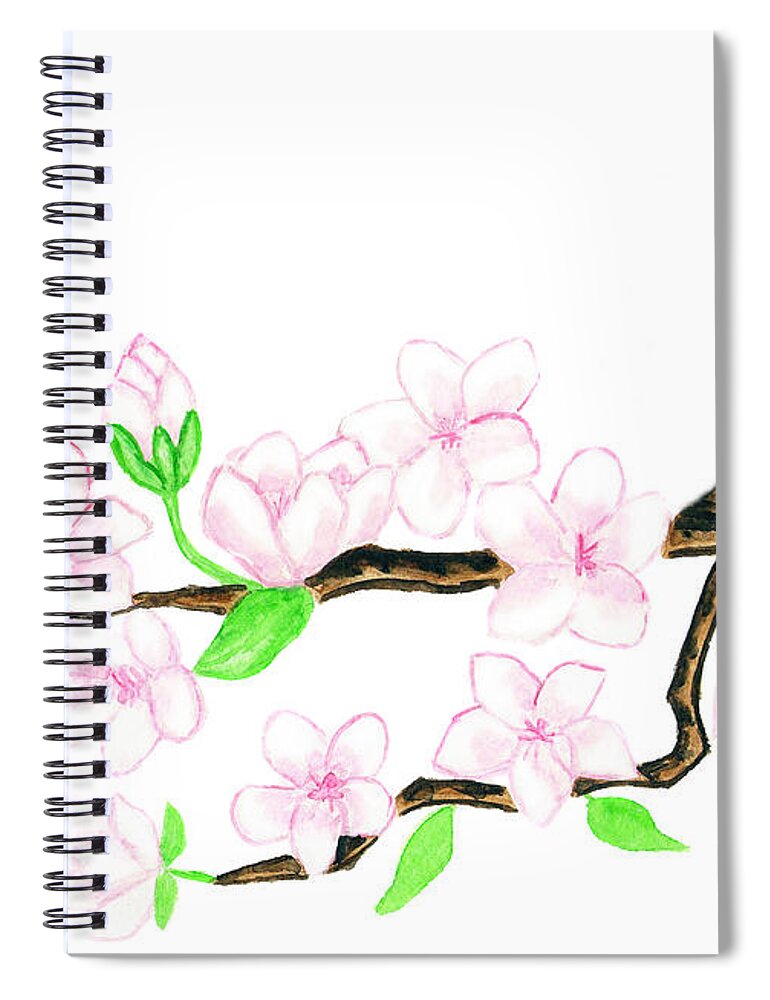 Branch Spiral Notebook featuring the painting Branch with white flowers by Irina Afonskaya