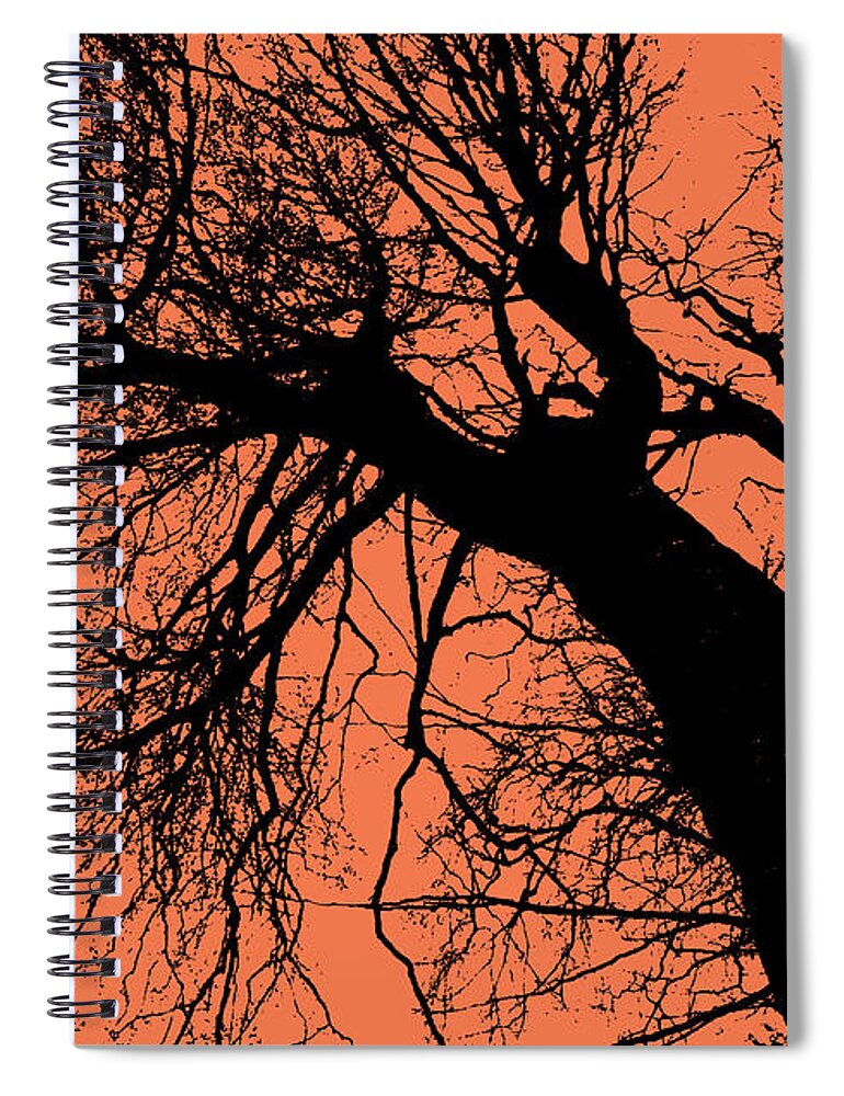 Silhouette Spiral Notebook featuring the digital art Branching Out Orange BG by Eddie Barron