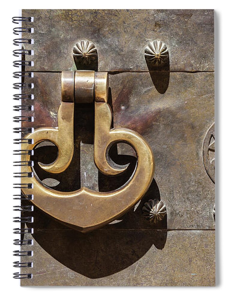 Castle Spiral Notebook featuring the photograph Brass Castle Knocker by David Letts