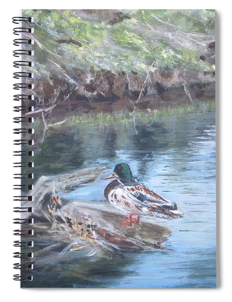 Acrylic Spiral Notebook featuring the painting Break Time by Paula Pagliughi