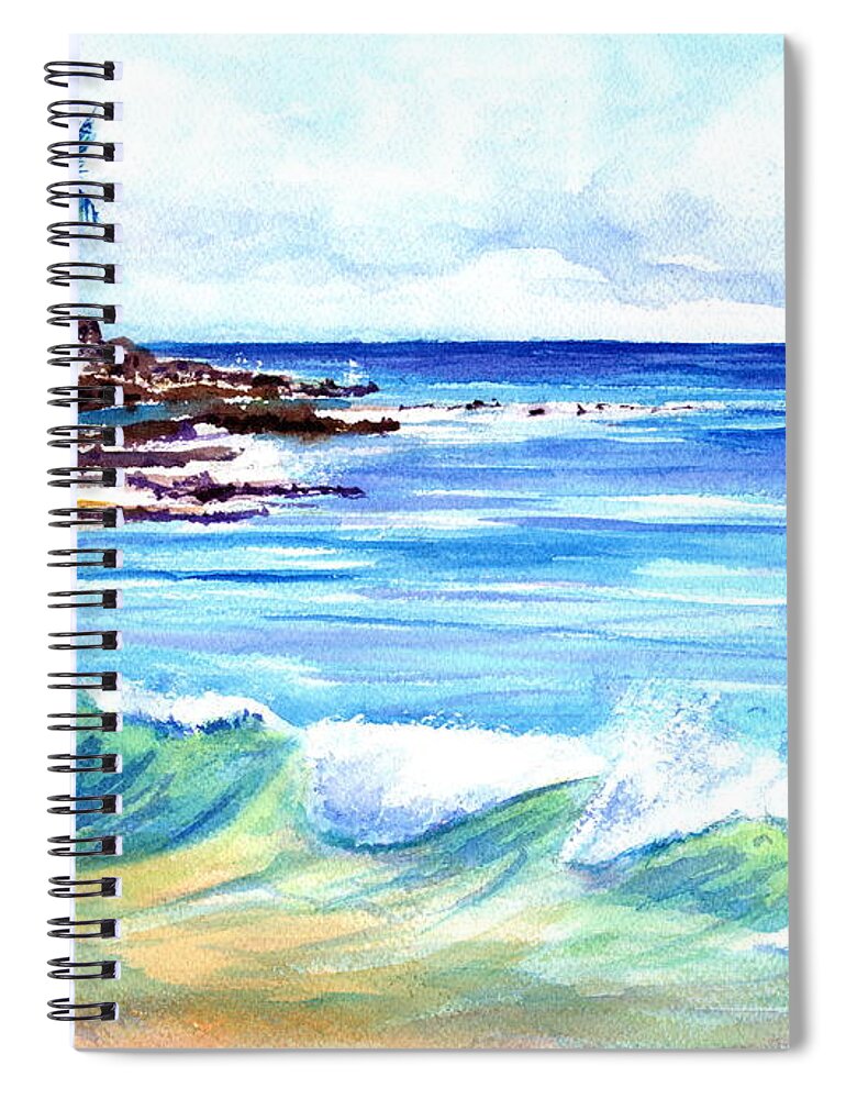 Brennecke's Beach Spiral Notebook featuring the painting Brennecke's Beach by Marionette Taboniar