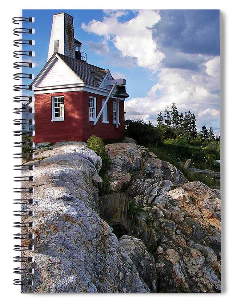 Brick Bell House At Pemaquid Point Light Spiral Notebook featuring the photograph Brick Bell House At Pemaquid Point Light by Joy Nichols