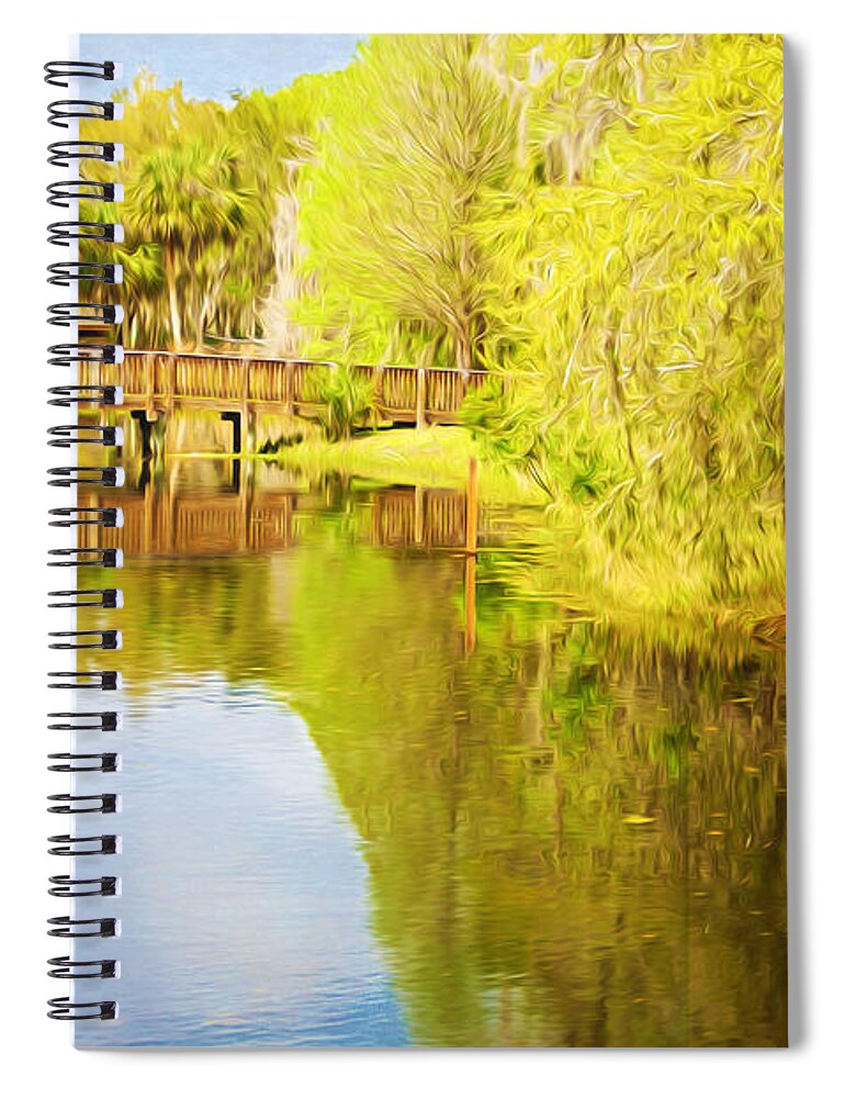 John Chestnut Park Spiral Notebook featuring the photograph Bridge at Tarpon Lake by Laura D Young
