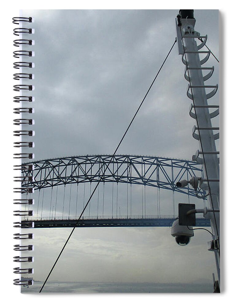 Bridge Of The Americas Spiral Notebook featuring the photograph Bridge Of The Americas 3 by Randall Weidner