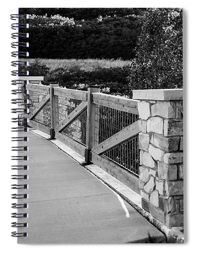 Sunset Spiral Notebook featuring the photograph Bridge on Traverse Mountain - Black and White by K Bradley Washburn