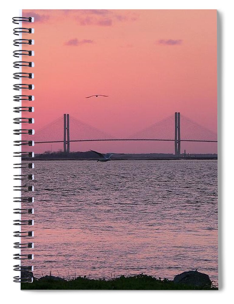 Lanier Spiral Notebook featuring the photograph Bridge Sunset by Al Powell Photography USA