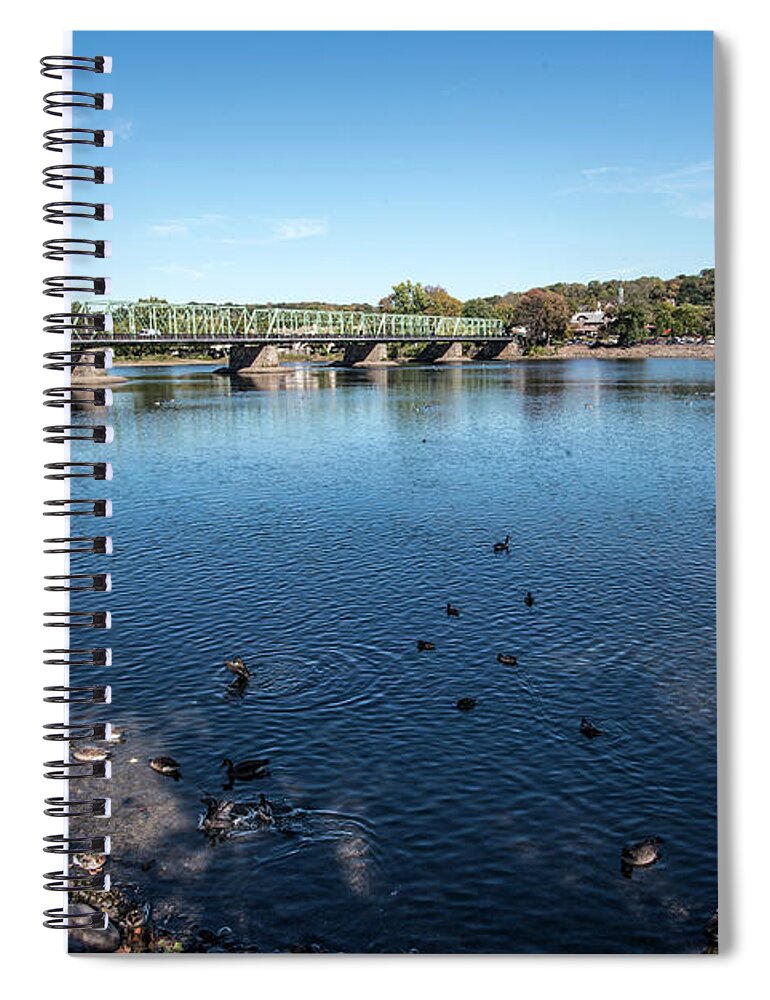 Lambertville Spiral Notebook featuring the photograph Bridge To Lamberville by Judy Wolinsky