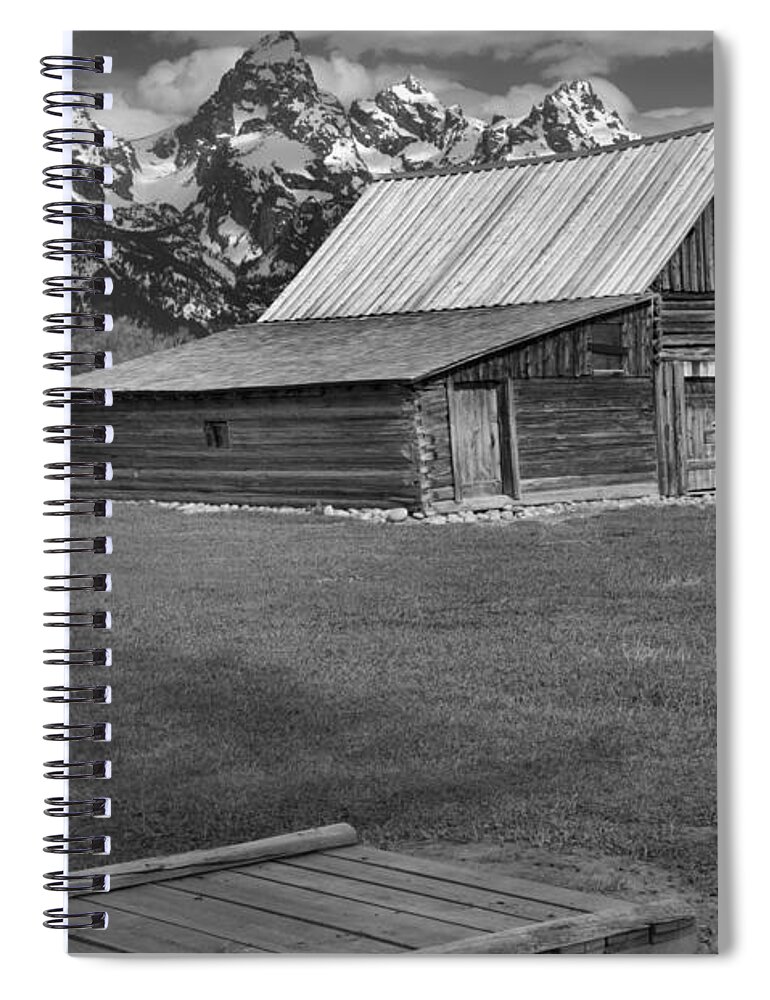 Black And White Spiral Notebook featuring the photograph Bridge To The Barn Black And White by Adam Jewell