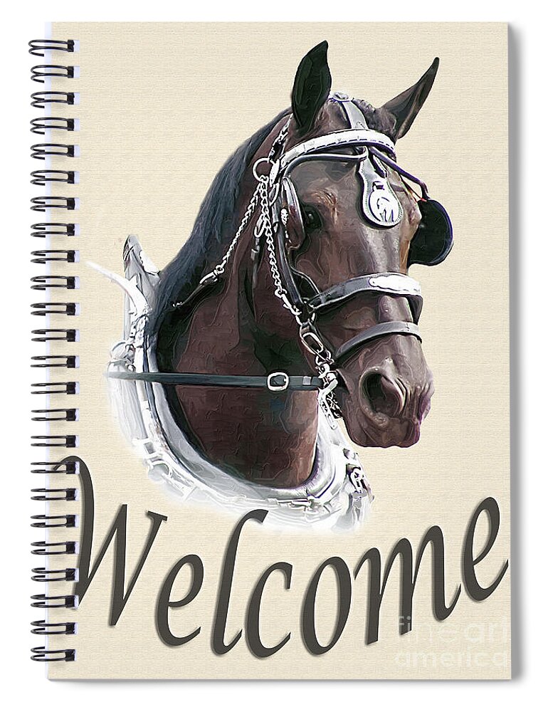 Welcome Spiral Notebook featuring the photograph Bridled Percheron by Carol Randall