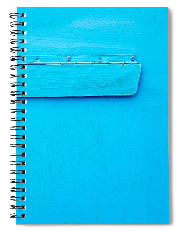 Antique Spiral Notebook featuring the photograph Bright Blue Paint on Metal with Postbox by John Williams