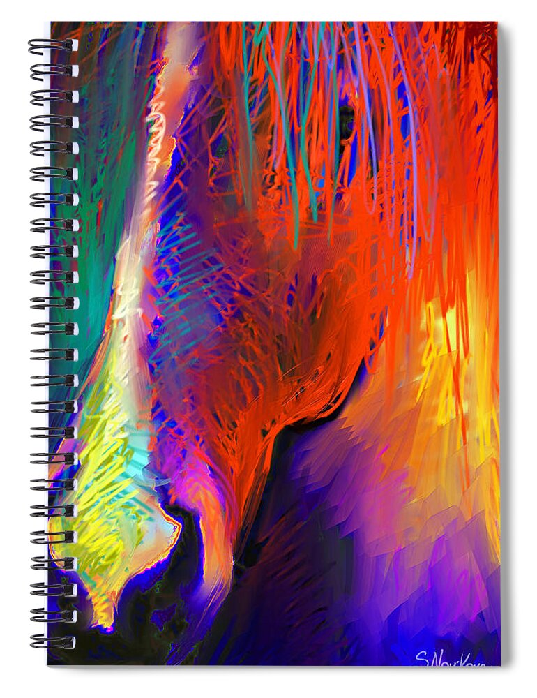 Mustang Horse Spiral Notebook featuring the painting Bright Mustang horse by Svetlana Novikova