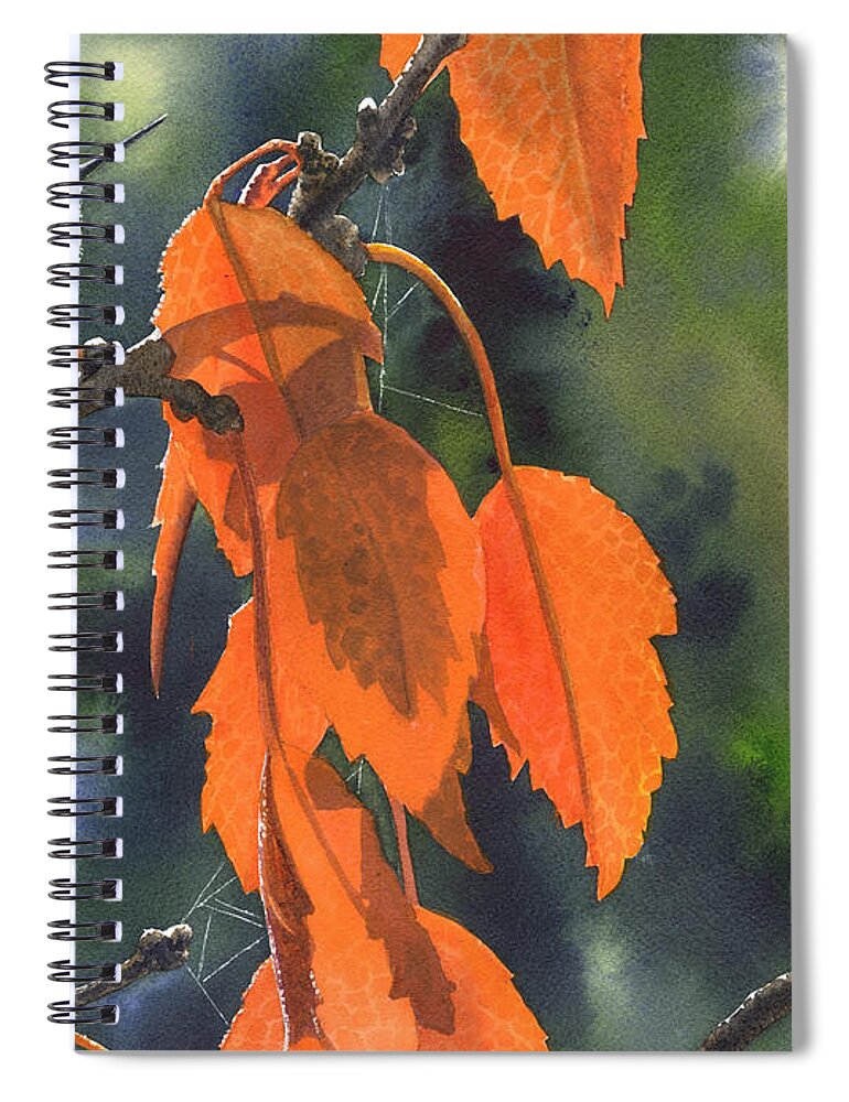 Leaves Spiral Notebook featuring the painting Bright Orange Leaves by Catherine G McElroy