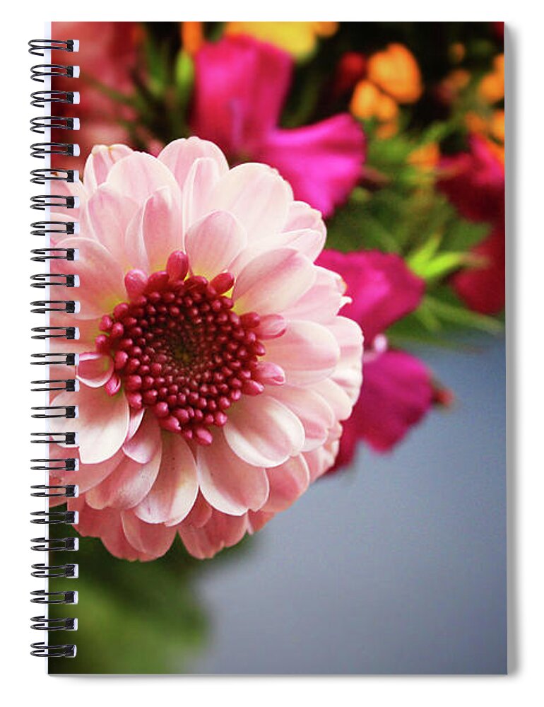 Dahlia Spiral Notebook featuring the photograph Bright Pink Floral 2- Art by Linda Woods by Linda Woods