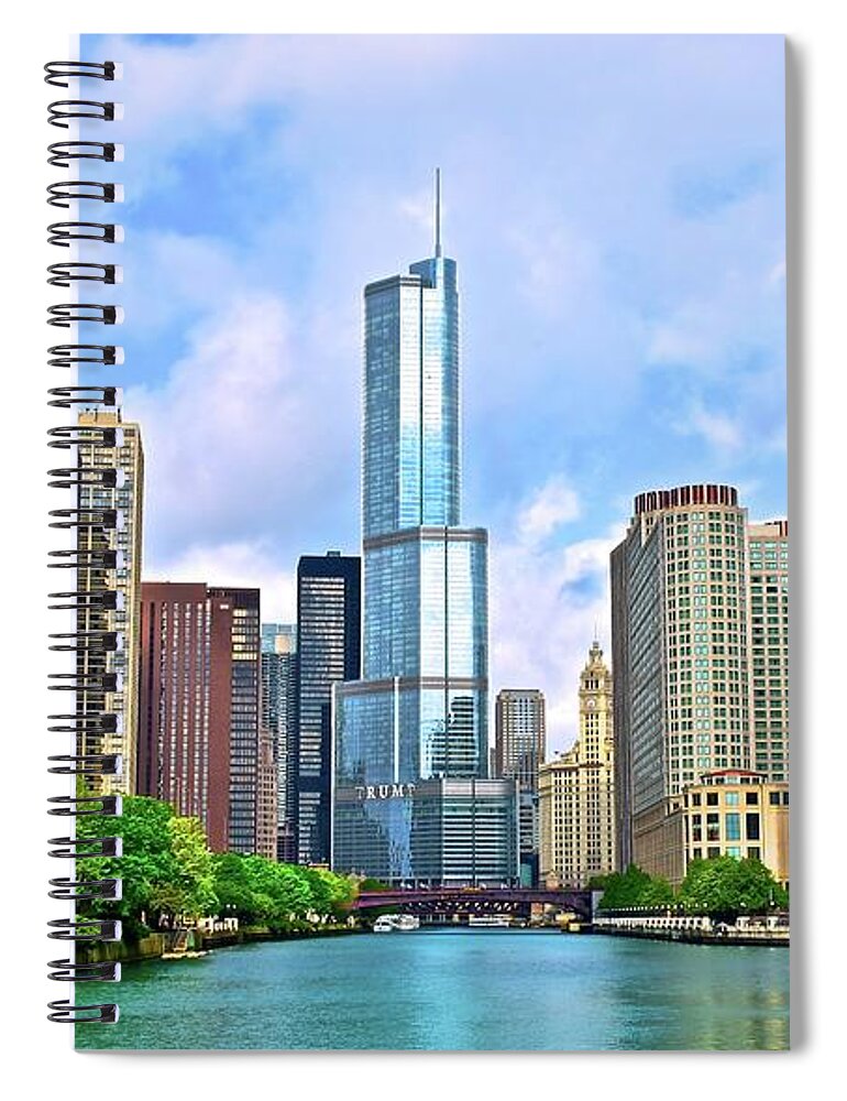 Chicago Spiral Notebook featuring the photograph Bright Sunny Chicago Day by Frozen in Time Fine Art Photography