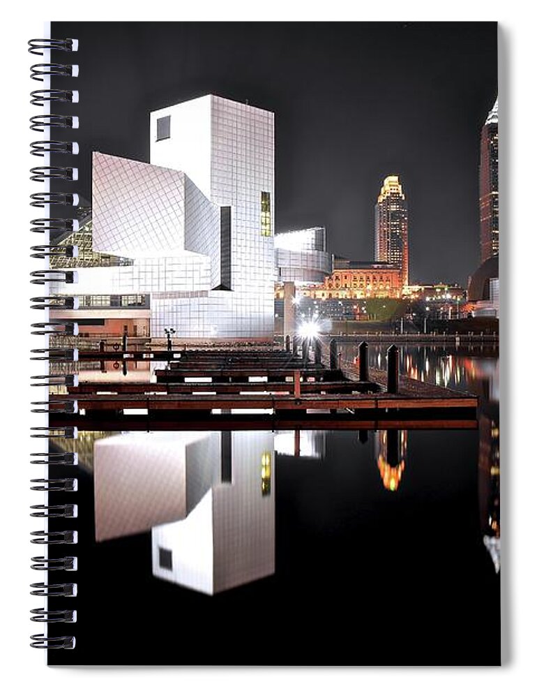 Cleveland Spiral Notebook featuring the photograph Bright White Black Night by Frozen in Time Fine Art Photography