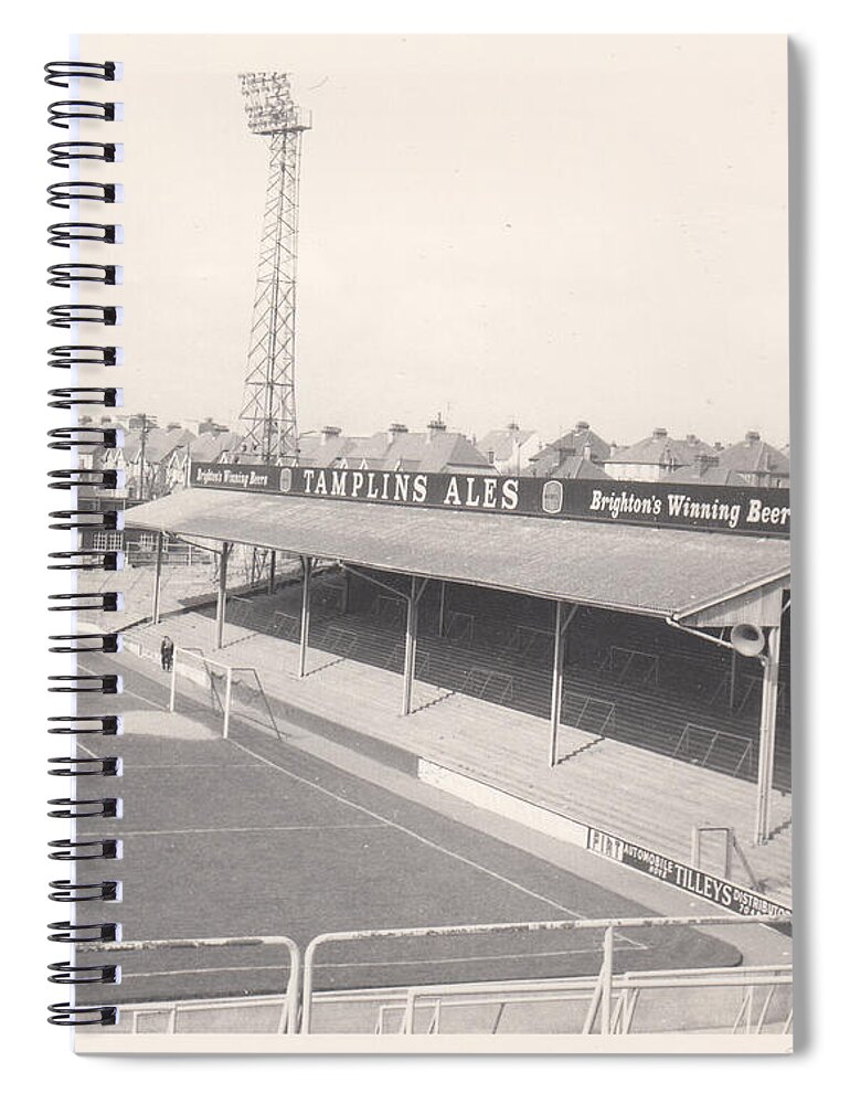  Spiral Notebook featuring the photograph Brighton - Goldstone Ground - North Stand - 1960s by Legendary Football Grounds
