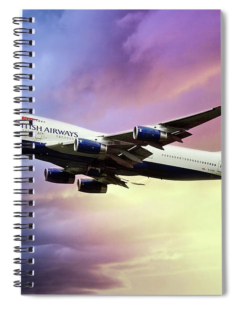 British Airways Spiral Notebook featuring the digital art British Airways Boeing 747-400 by Airpower Art