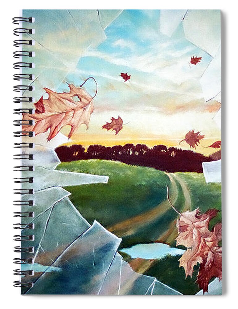 Window Spiral Notebook featuring the painting Broken Pane by Christopher Shellhammer