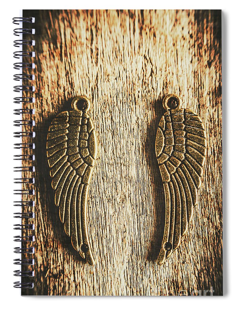 Angel Wings Spiral Notebook featuring the photograph Bronze angel wings by Jorgo Photography