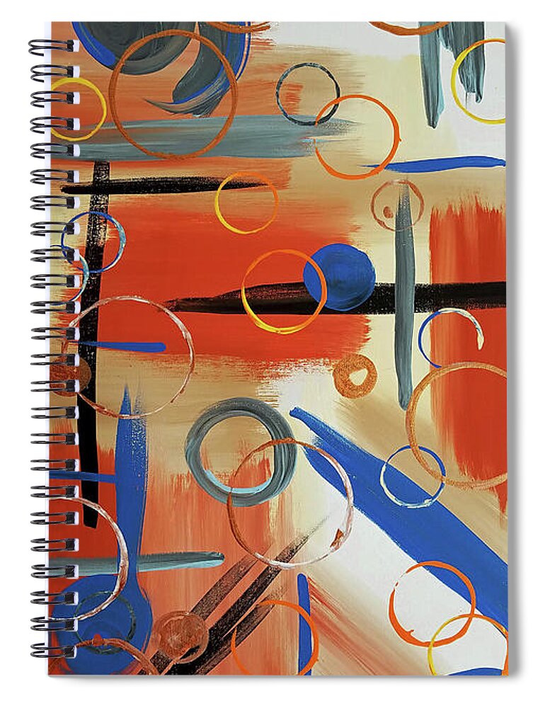 Geometric Painting Spiral Notebook featuring the painting Bronzed Geometry by Jilian Cramb - AMothersFineArt