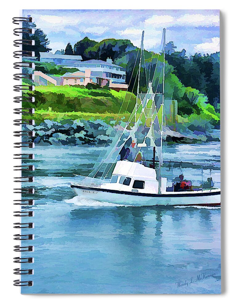 Sailboats Spiral Notebook featuring the photograph Brookings Boat Oil Painting by Wendy McKennon