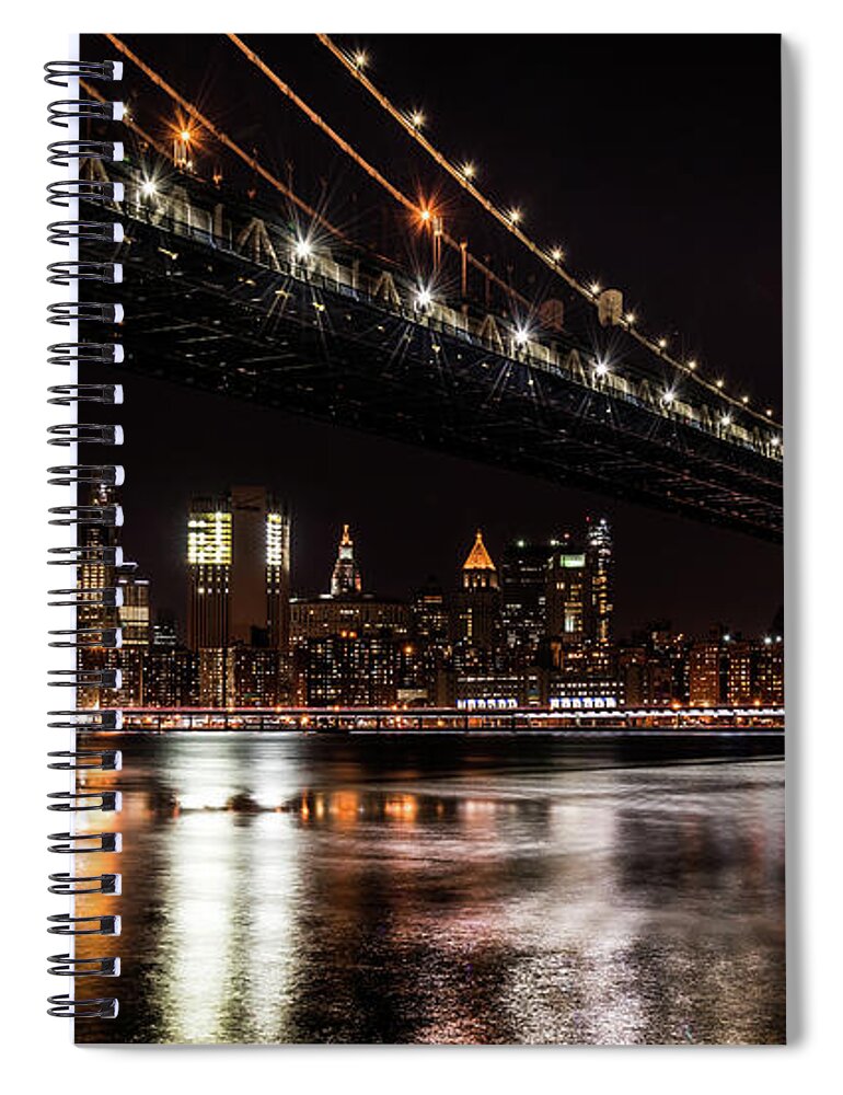 Brooklyn And Manhattan Bridge Spiral Notebook featuring the photograph Brooklyn and Manhattan Bridge by Jaime Mercado