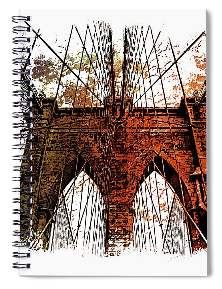Brooklyn Bridge Spiral Notebook featuring the photograph Brooklyn Bridge Art 1 by DiDesigns Graphics