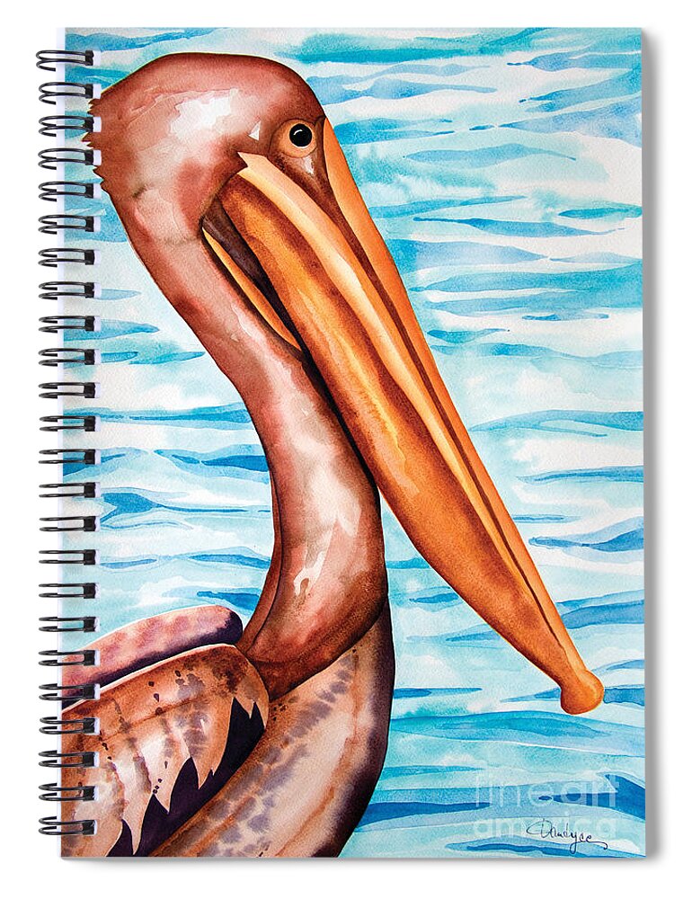 Brown Pelican Spiral Notebook featuring the painting Brown Pelican Portrait by Kandyce Waltensperger