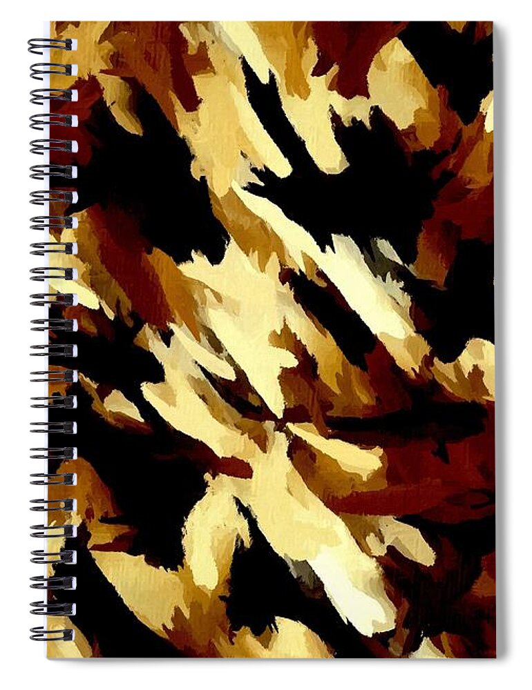 Painting Spiral Notebook featuring the digital art Brown Tan Black Abstract II by Delynn Addams