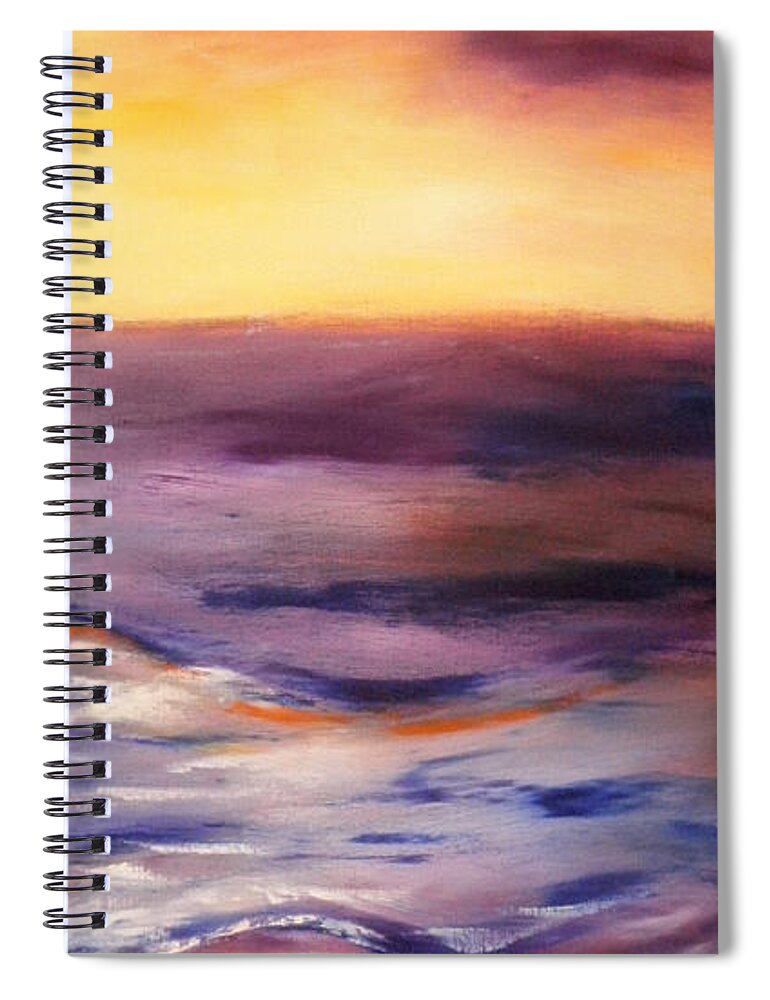 Sunset Paintings Spiral Notebook featuring the painting Brushed 6 - Vertical Sunset by Gina De Gorna