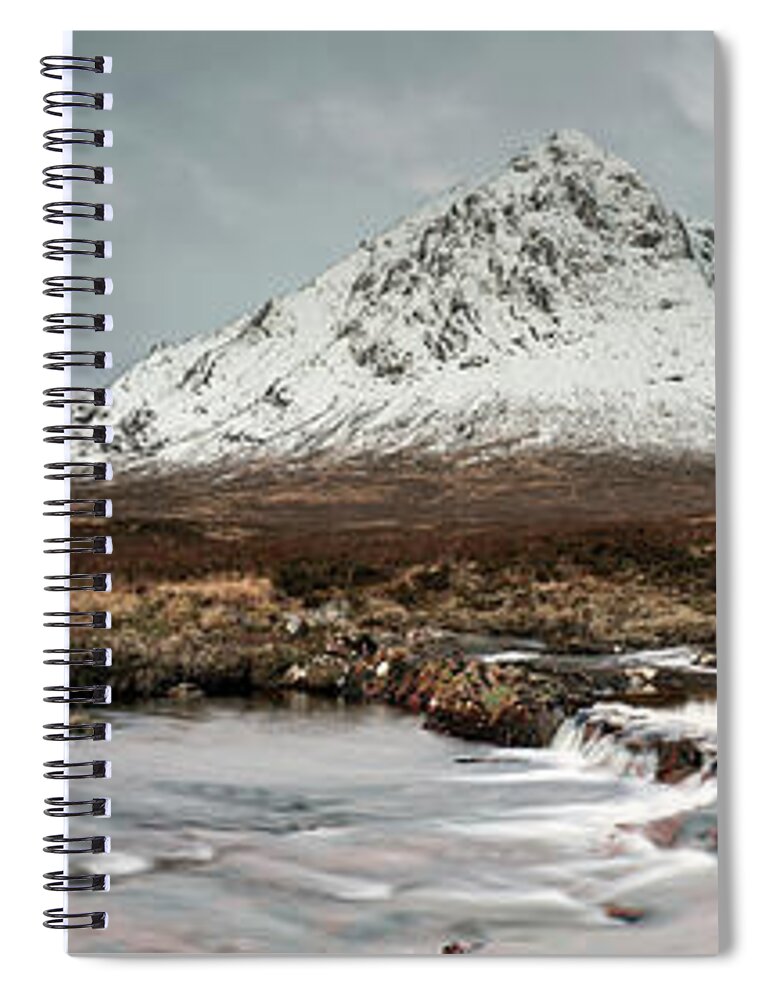 Buachaille Etive More Spiral Notebook featuring the photograph Buachaille Winter Panorama 2 by Grant Glendinning
