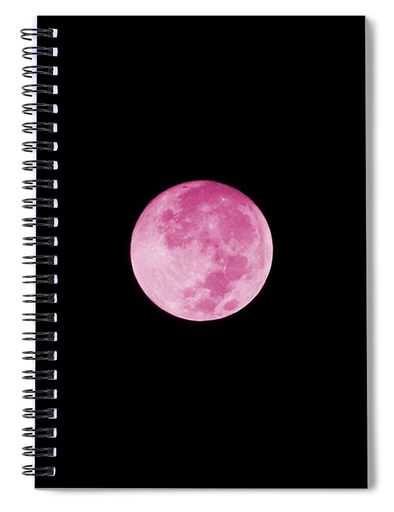 Digital Art Spiral Notebook featuring the digital art Bubblegum Moon by Colleen Cornelius