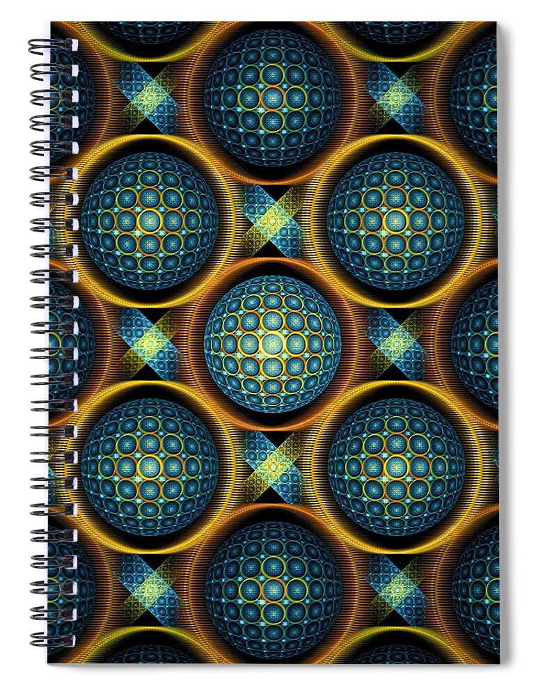 Bubble Spiral Notebook featuring the mixed media Bubbles - Pattern - Fractal by Anastasiya Malakhova