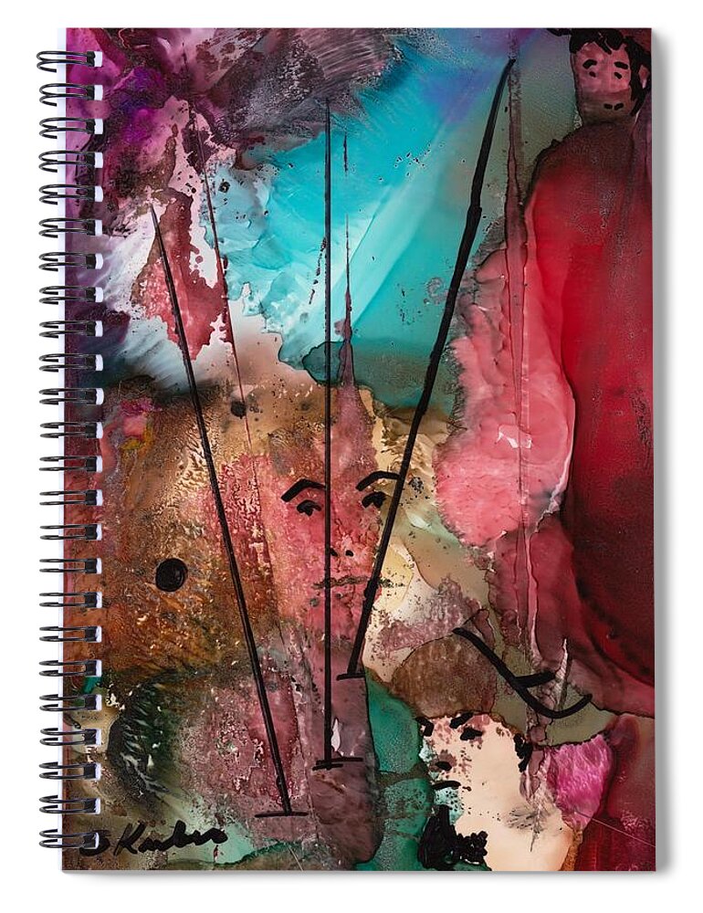 Pirate Spiral Notebook featuring the mixed media Buccaneers by Susan Kubes