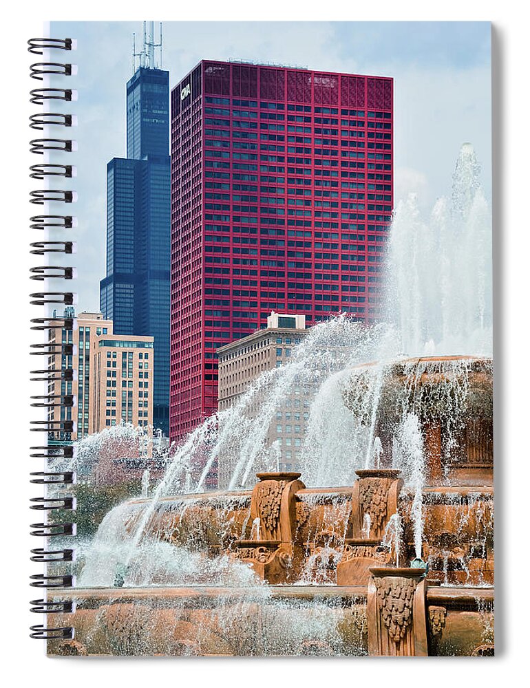 Chicago Spiral Notebook featuring the photograph Buckingham Fountain Skyline by Kyle Hanson
