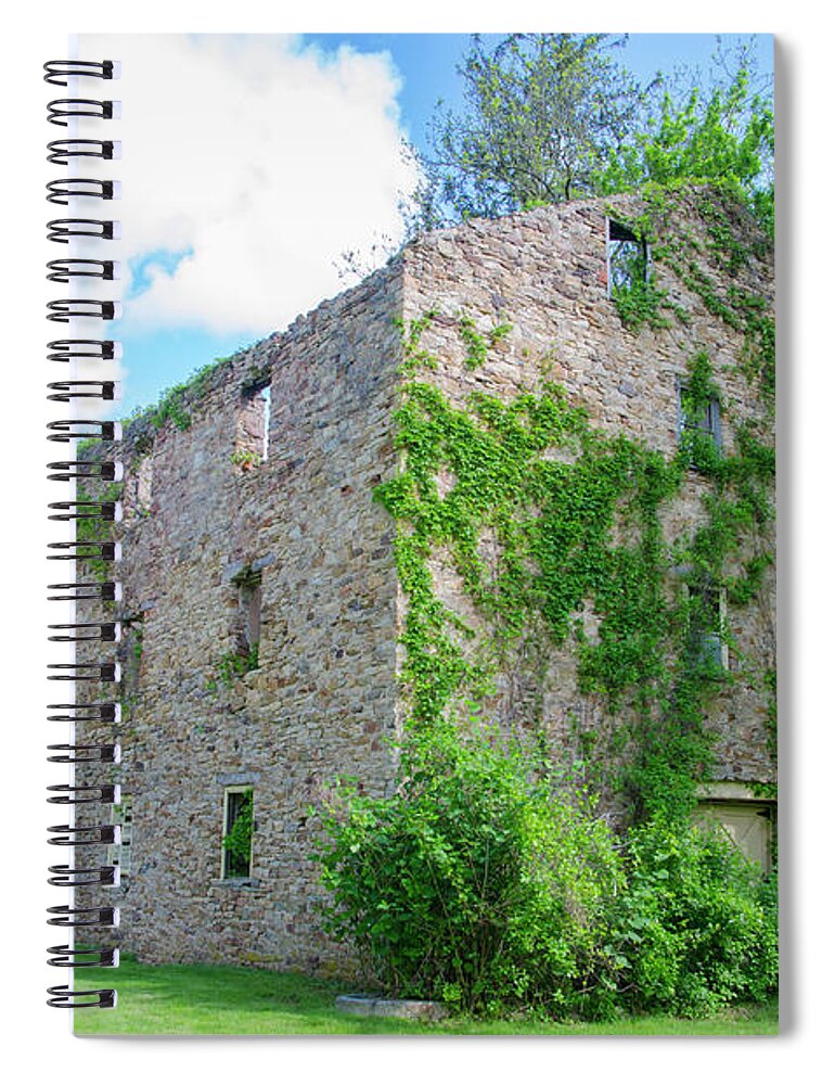 Bucks Spiral Notebook featuring the photograph Bucks County Pa - Bridgetown Millhouse Ruins by Bill Cannon