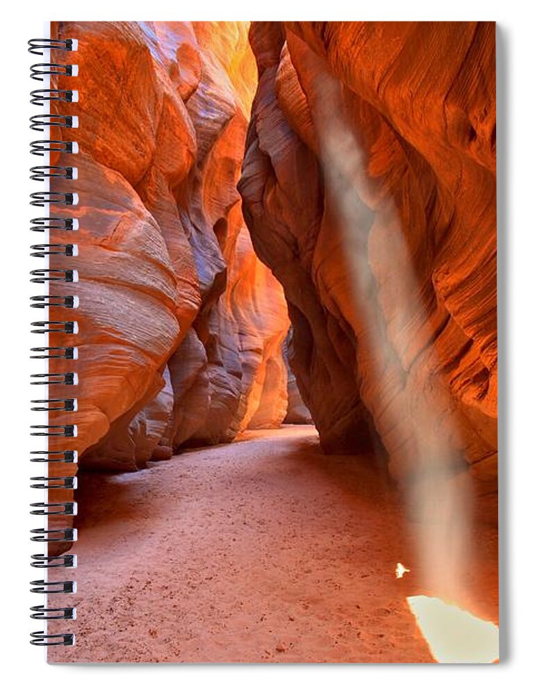 Buckskin Gulch Spiral Notebook featuring the photograph Buckskin Gulch Light Beam by Adam Jewell
