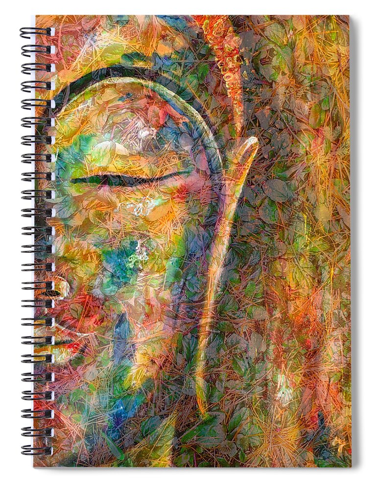 Buddha Spiral Notebook featuring the digital art Budding Buddha by Theresa Marie Johnson