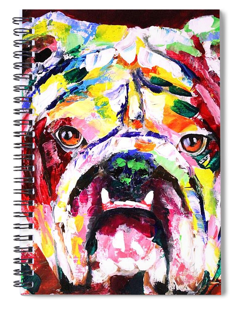 Dogs Spiral Notebook featuring the painting Bulldog Multicolors by Karl Wagner