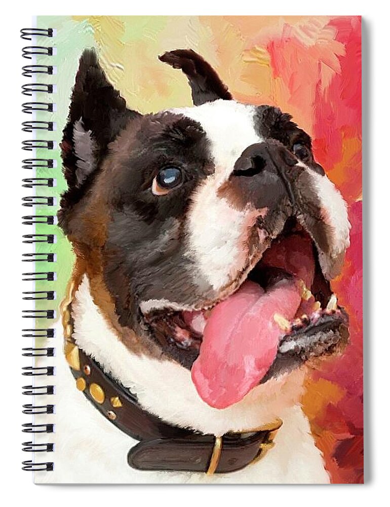 Bulldog Spiral Notebook featuring the painting Bulldog by Portraits By NC
