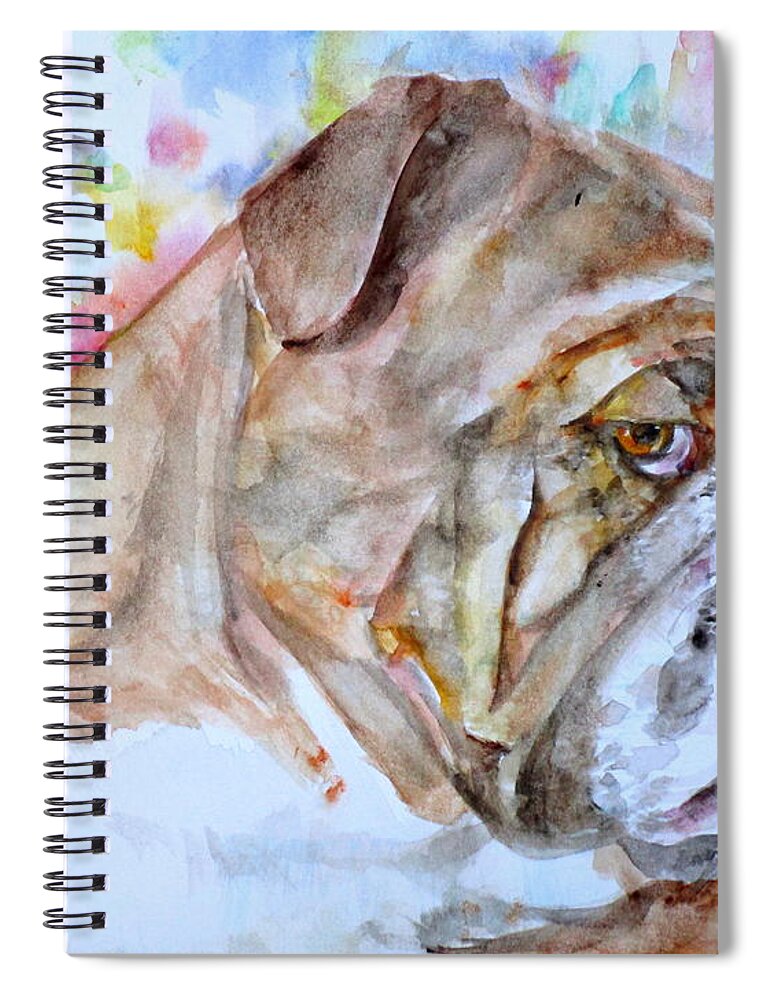 Bulldog Spiral Notebook featuring the painting BULLDOG - watercolor portrait.7 by Fabrizio Cassetta