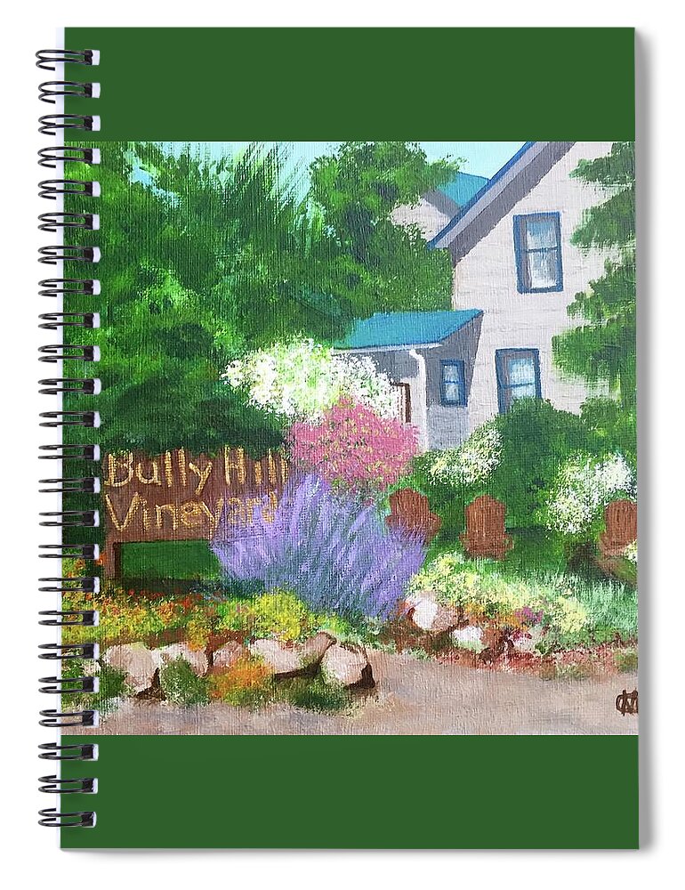 Bully Hill Sign Spiral Notebook featuring the painting Bully Hill Vineyard by Cynthia Morgan