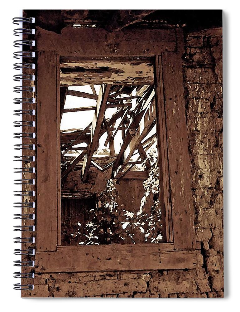 Western Spiral Notebook featuring the photograph Bunk House Window by Amanda Smith
