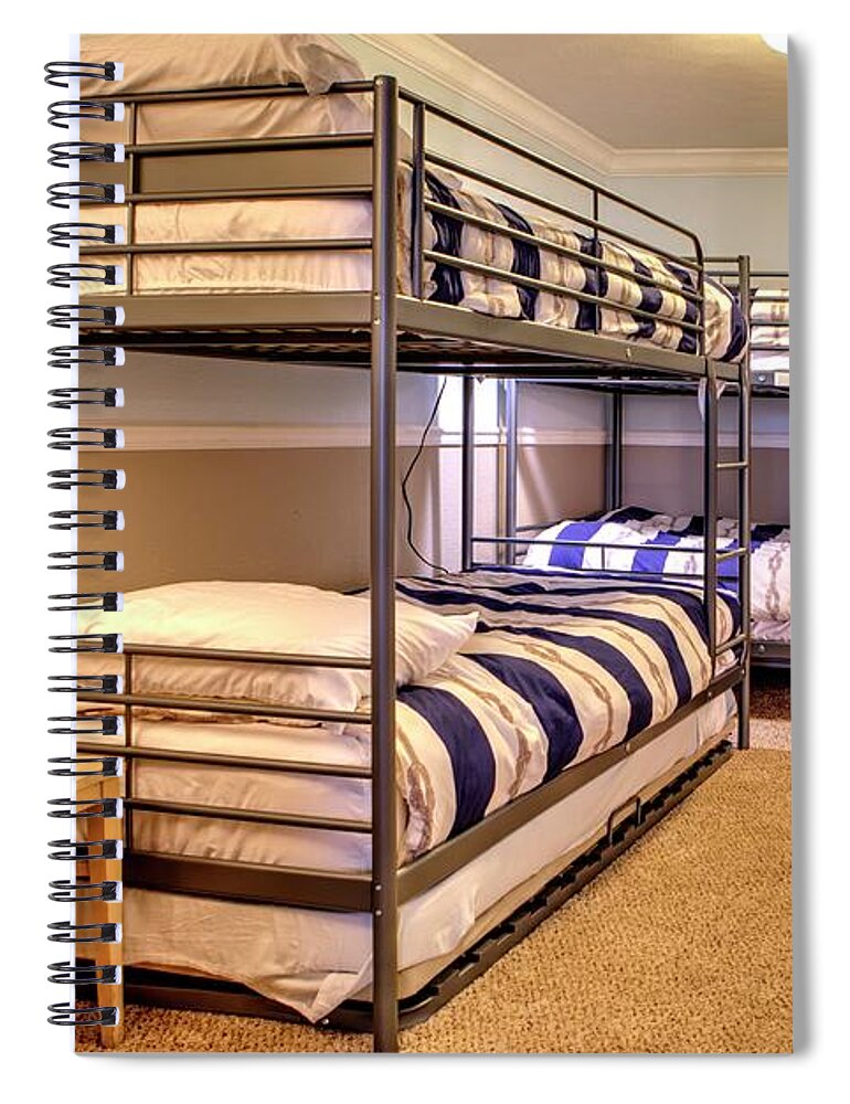 Bunkhouse Spiral Notebook featuring the photograph Bunkhouse bedroom by Jeff Kurtz